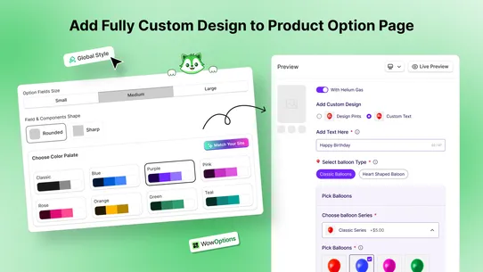 W: Custom Product Options screenshot