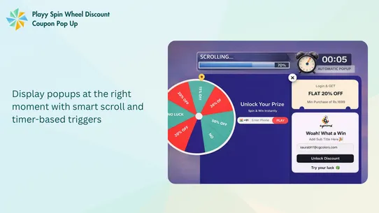 Playy Spinwheel Discount Popup screenshot