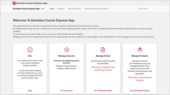 Emirates Courier Express App screenshot