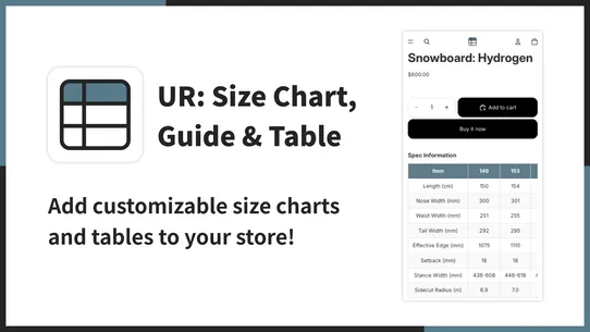 UR: Size Chart, Guide &amp; Table screenshot
