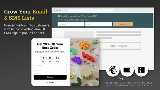 Attrac Popup, Announcement Bar screenshot
