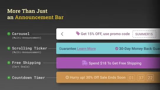 Attrac Popup, Announcement Bar screenshot