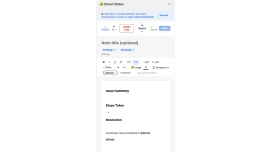 Smart Notes: Team Order Notes screenshot