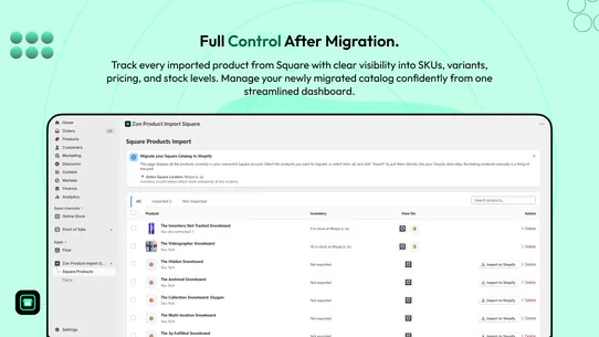 Zon Square pos Importer screenshot