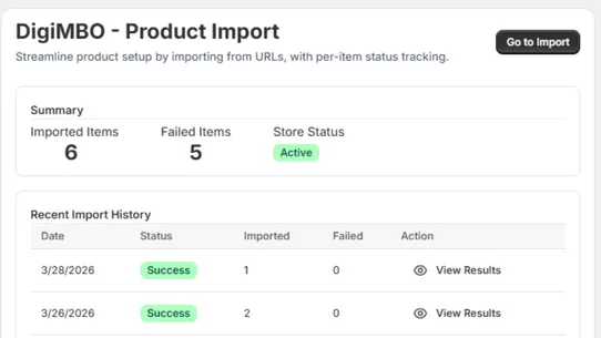 DigiMBO ‑ Product Import screenshot