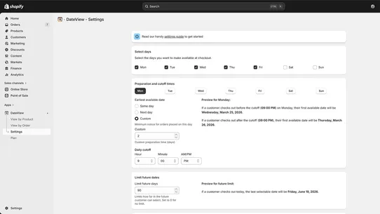DateView: Plan Future Orders screenshot