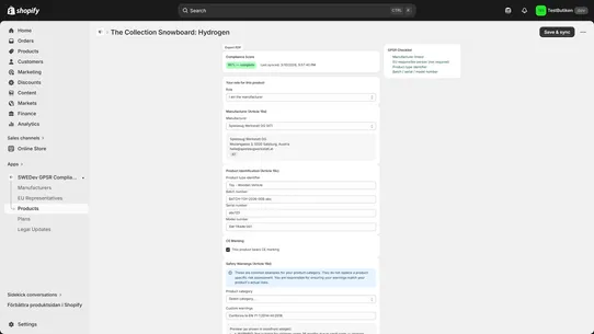 SWEDev GPSR Compliance Hub screenshot