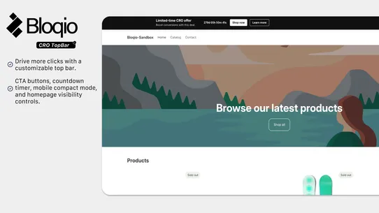 Bloqio CRO TopBar screenshot