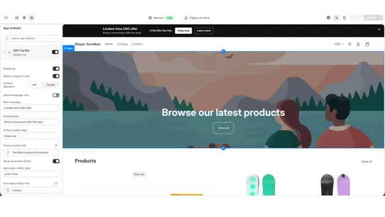 Bloqio CRO TopBar screenshot