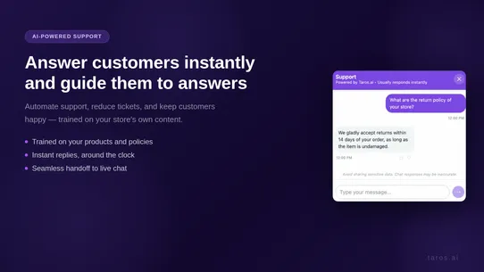 Taros ‑ Automated Support Chat screenshot