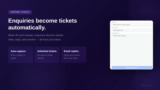 Taros ‑ Automated Support Chat screenshot