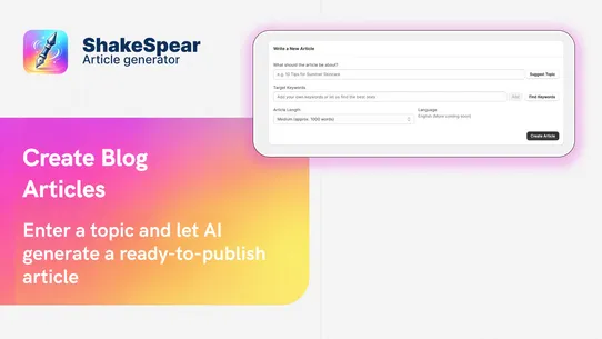 ShakeSpear: AI SEO Blog Writer screenshot
