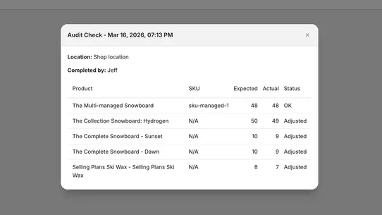 Stocktake ‑ Inventory Audits screenshot