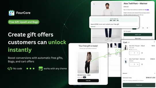 FourCore Free Gift Upsell BOGO screenshot