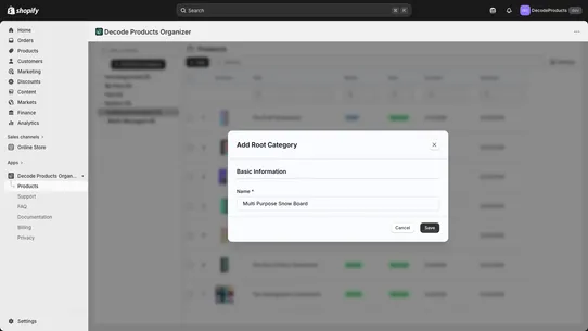 Decode Products Organizer screenshot