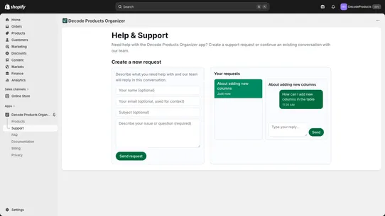 Decode Products Organizer screenshot