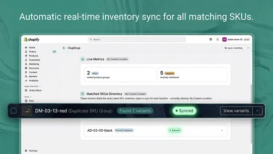 Duplicup ‑ Duplicate SKU Sync screenshot