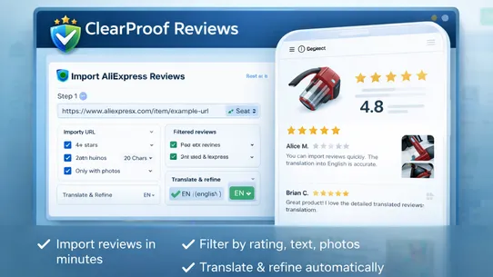 ClearProof Reviews Import screenshot