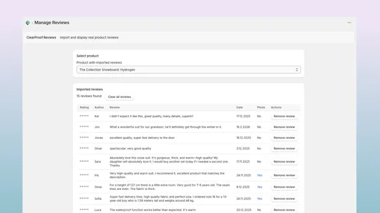 ClearProof Reviews Import screenshot