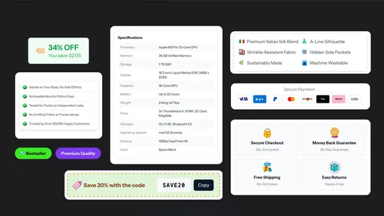 Sumo Product Page Blocks screenshot