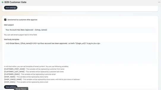 B2B Customer Access screenshot