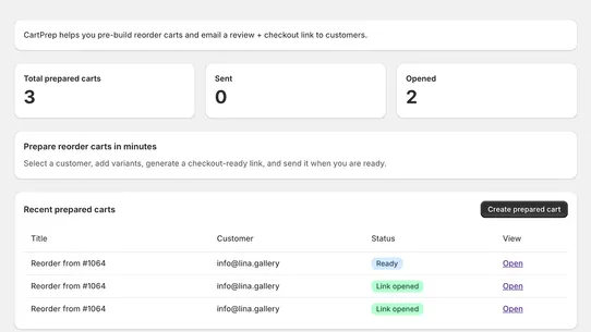 CartPrep: Make recurring carts screenshot