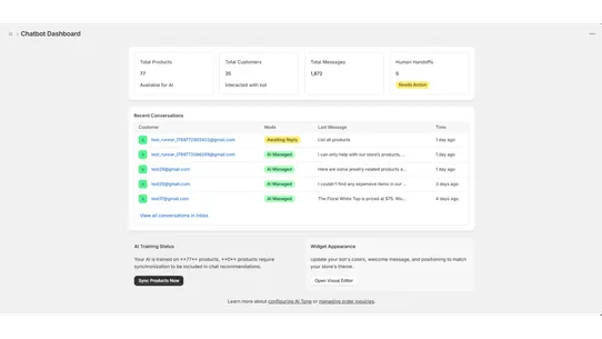 StartStorez AI Chatbot screenshot