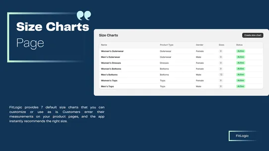 FitLogic · Smart Size Charts screenshot