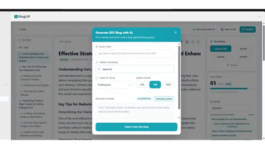 BlogLift screenshot
