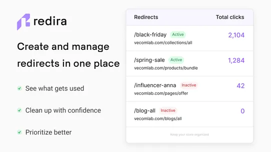 Redira – Track Redirect Clicks screenshot