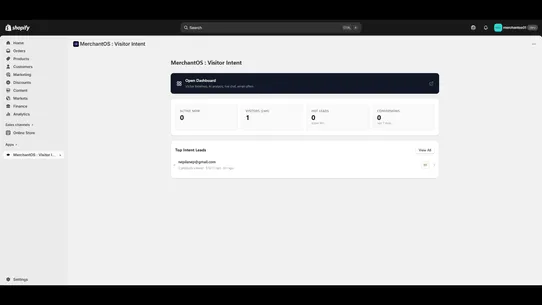 MerchantOS : Visitor Intent screenshot