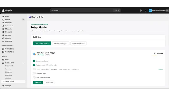 Kaptha OCU ‑ One Click Upsell screenshot