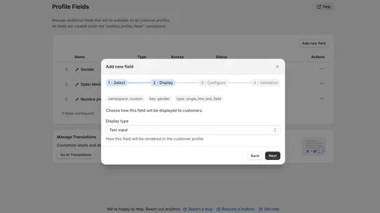 Extended Profile Fields screenshot