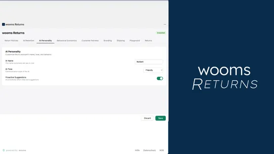 wooms Returns screenshot