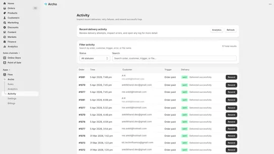 Archo ‑ Send Files after Order screenshot