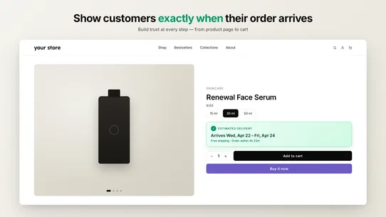 Revo: Estimated Delivery Date screenshot