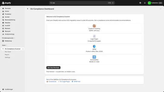 SWEDev EU Compliance Scanner screenshot