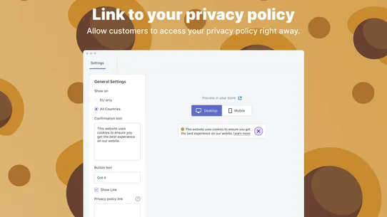 Ultimate GDPR EU Cookie Banner screenshot