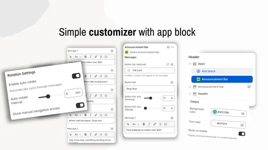 Zentra Announcement Bar screenshot