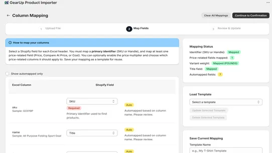 GearUp Product Importer screenshot