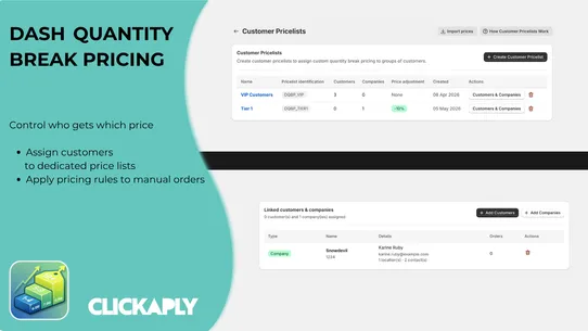Dash Quantity Break Pricing screenshot