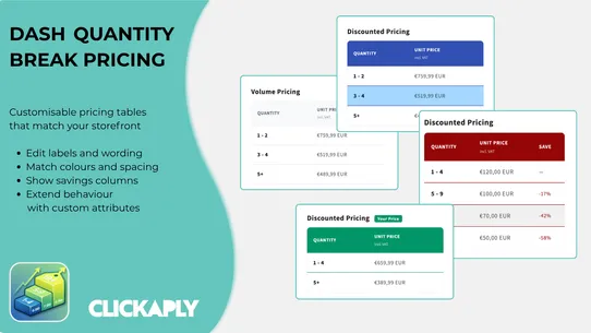 Dash Quantity Break Pricing screenshot