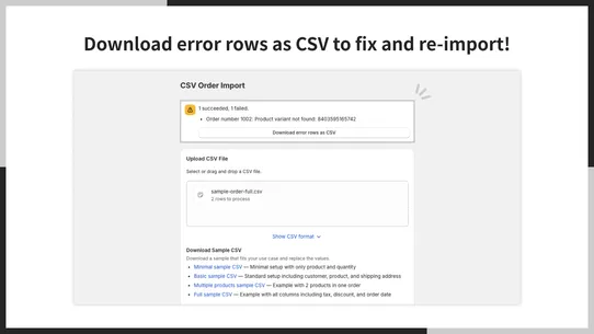 UR: CSV Order Creator &amp; Upload screenshot