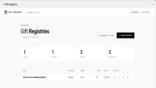 Gift Registry screenshot