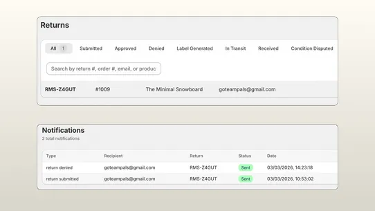 RMS Returns &amp; Credit Manager screenshot