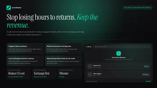 Ecombone Returns &amp; Exchanges screenshot