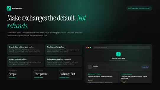 Ecombone Returns &amp; Exchanges screenshot