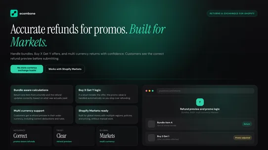 Ecombone Returns &amp; Exchanges screenshot