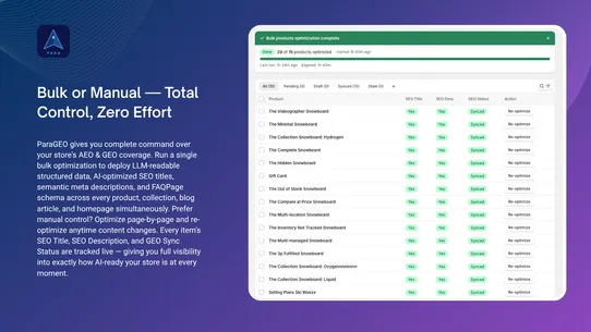 PARA Onsite AEO &amp; GEO Optimize screenshot