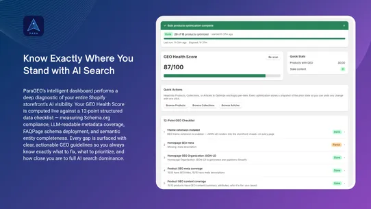 PARA Onsite AEO &amp; GEO Optimize screenshot